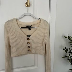 Forever 21 Beige Crop Cardigan